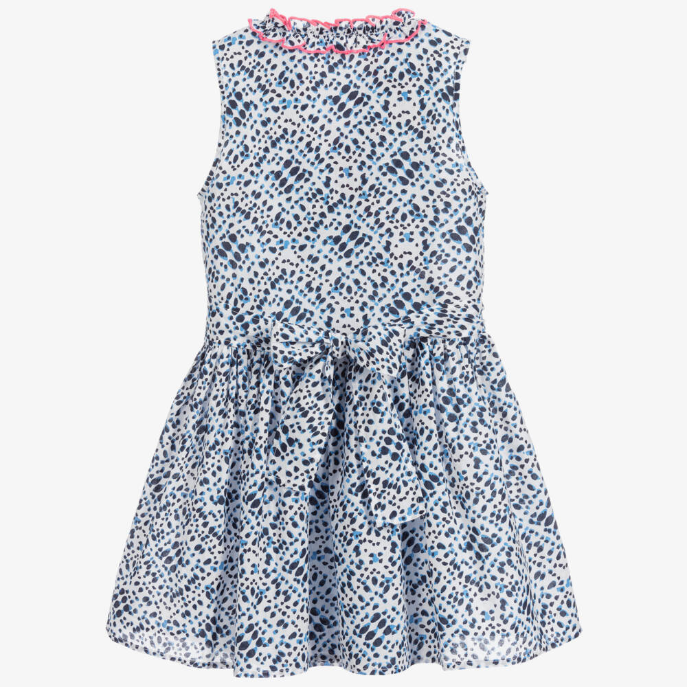 Sunuva-فستان قطن لون أبيض وأزرق | Childrensalon Outlet