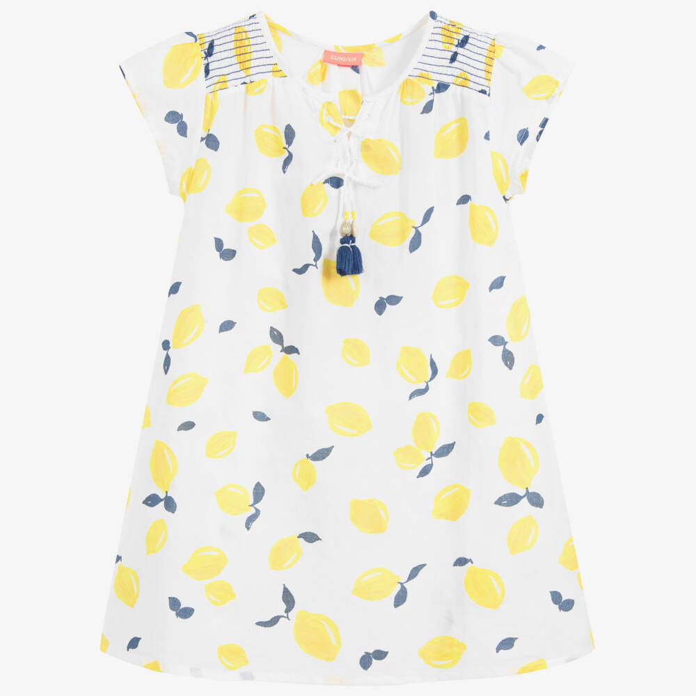 Sunuva-توب للشاطىء قطن لون أبيض وأصفر | Childrensalon Outlet