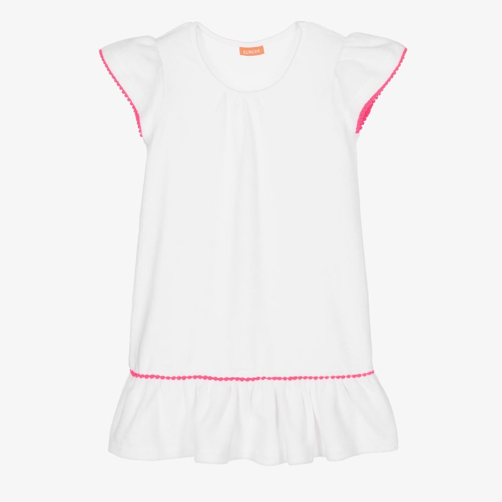 Sunuva - White Cotton Towelling Dress | Childrensalon