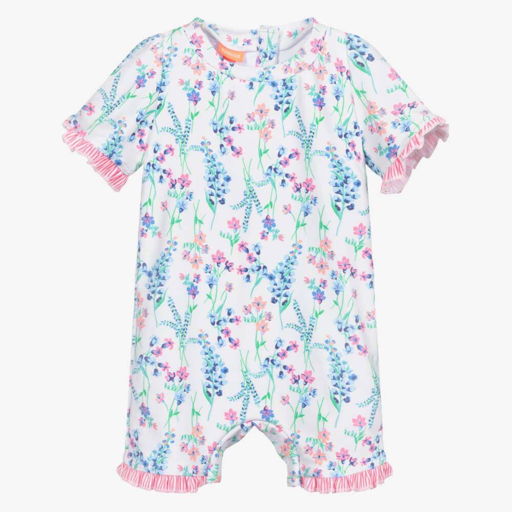 Sunuva-White Floral Sunsuit (UPF50+) | Childrensalon Outlet