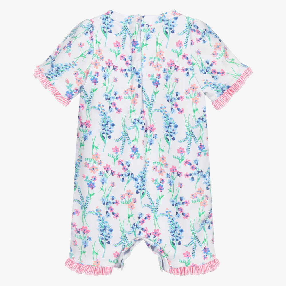 Sunuva-White Floral Sunsuit (UPF50+) | Childrensalon Outlet