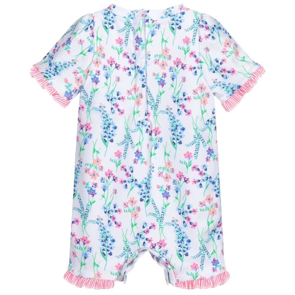 Sunuva-White Floral Sunsuit (UPF50+) | Childrensalon Outlet