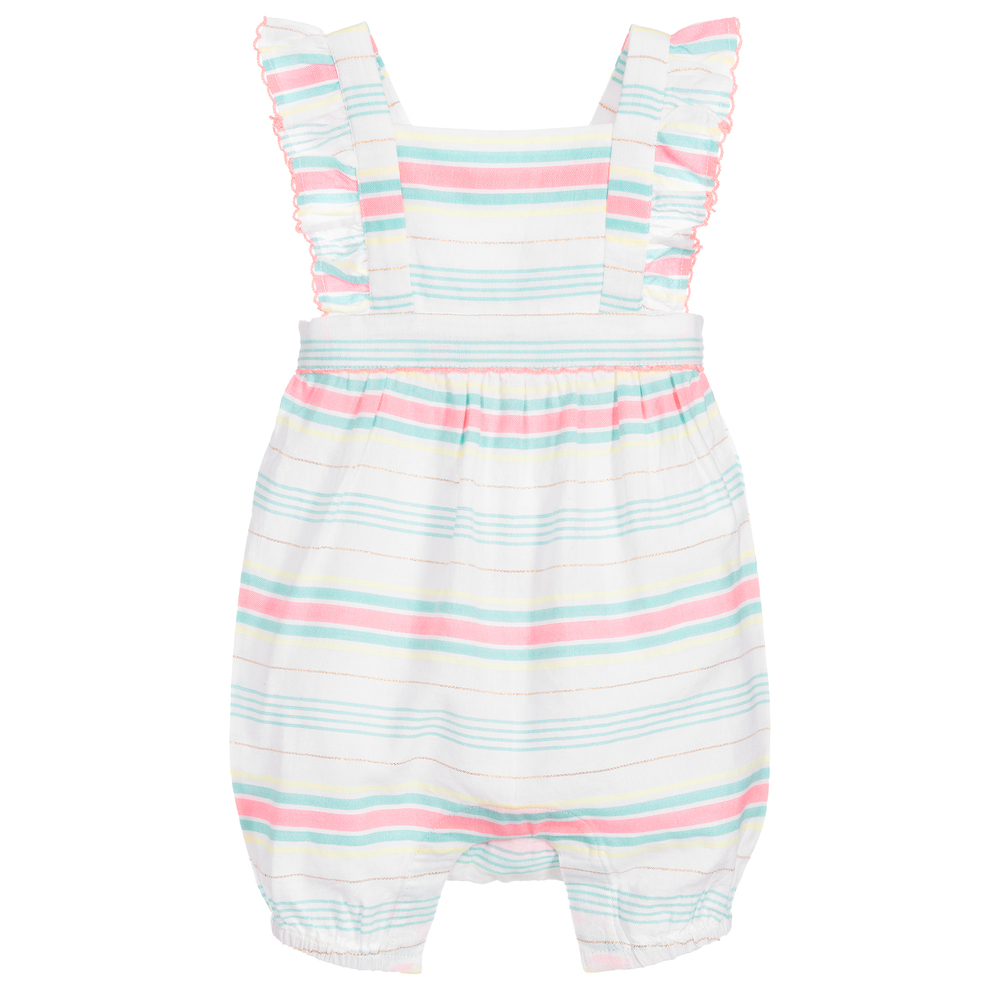 Sunuva - White Striped Cotton Playsuit | Childrensalon