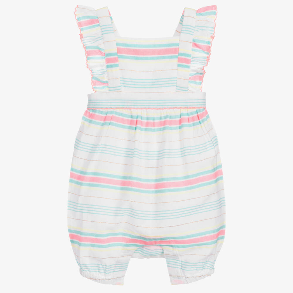 Sunuva-White Striped Cotton Playsuit | Childrensalon Outlet