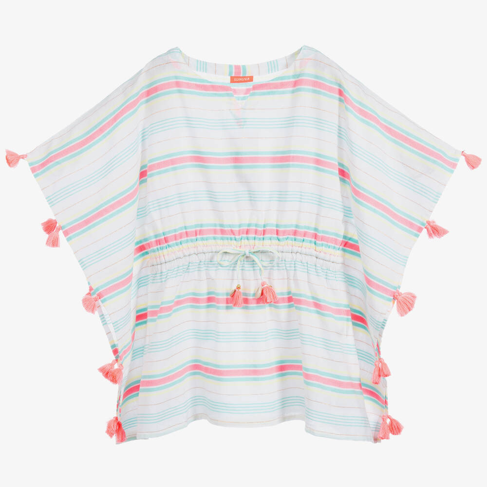 Sunuva-White Striped Kaftan Dress | Childrensalon Outlet
