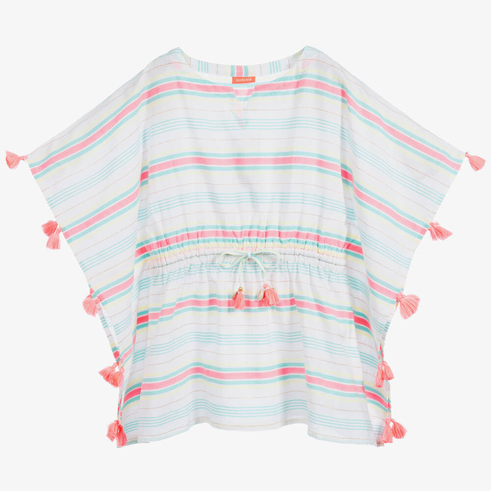 Sunuva - White Striped Kaftan Dress | Childrensalon