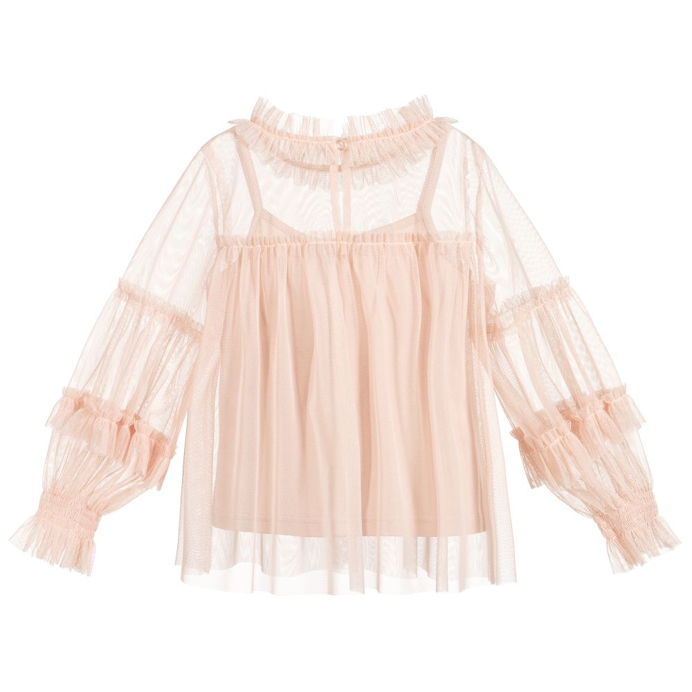 Tamarine-Girls Pink Tulle Blouse | Childrensalon Outlet