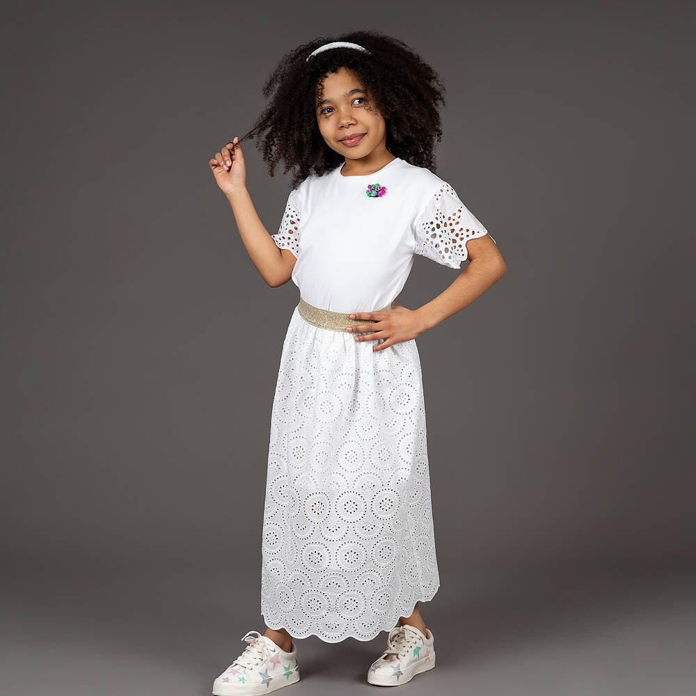 Tamarine-Girls White Cotton Skirt | Childrensalon Outlet