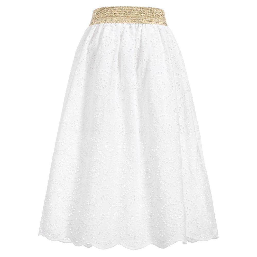 Tamarine - Girls White Cotton Skirt | Childrensalon