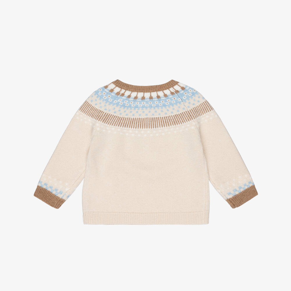 Tartine et Chocolat-Baby Boys Beige Fair Isle Wool Knit Sweater | Childrensalon Outlet