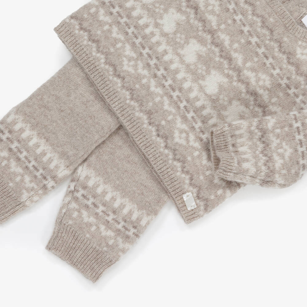 Tartine et Chocolat-Бежевый шерстяной костюм с зайчиком для мальчиков | Childrensalon Outlet