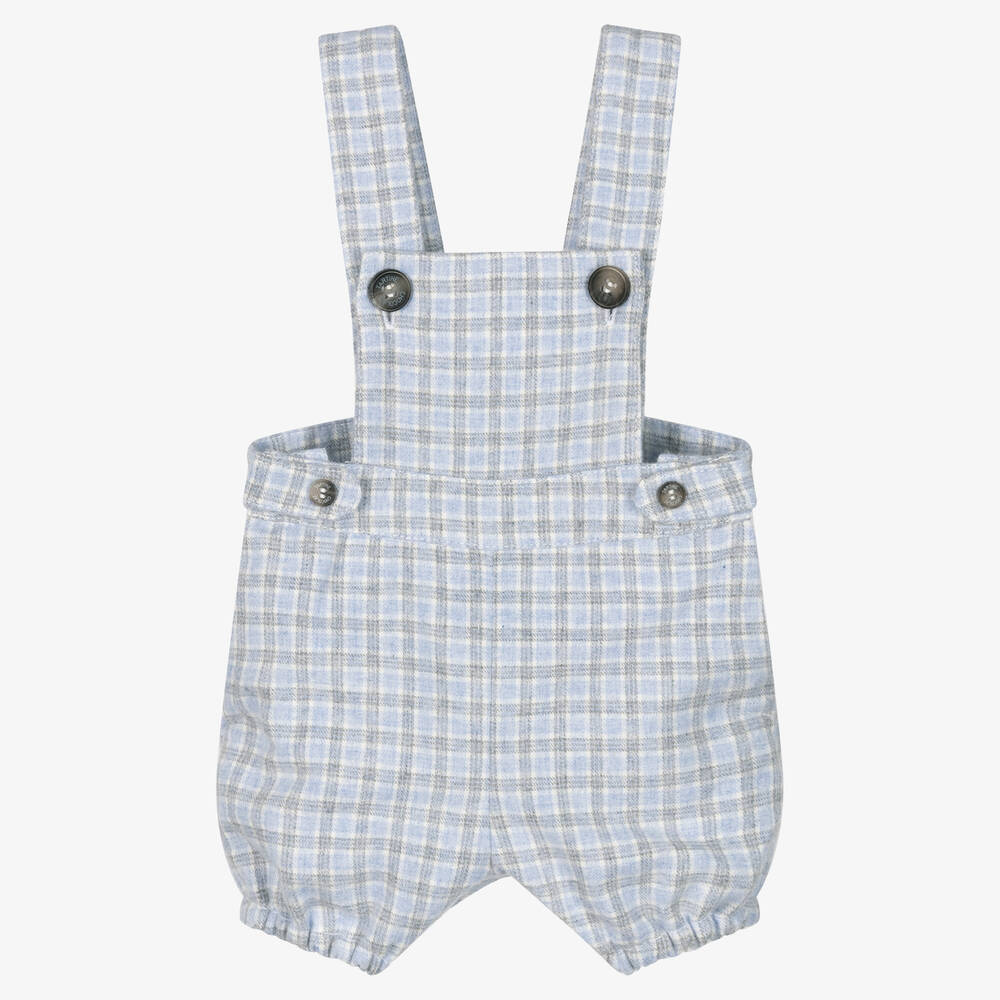 Tartine et Chocolat - Baby Boys Blue Check Dungaree Shorts | Childrensalon