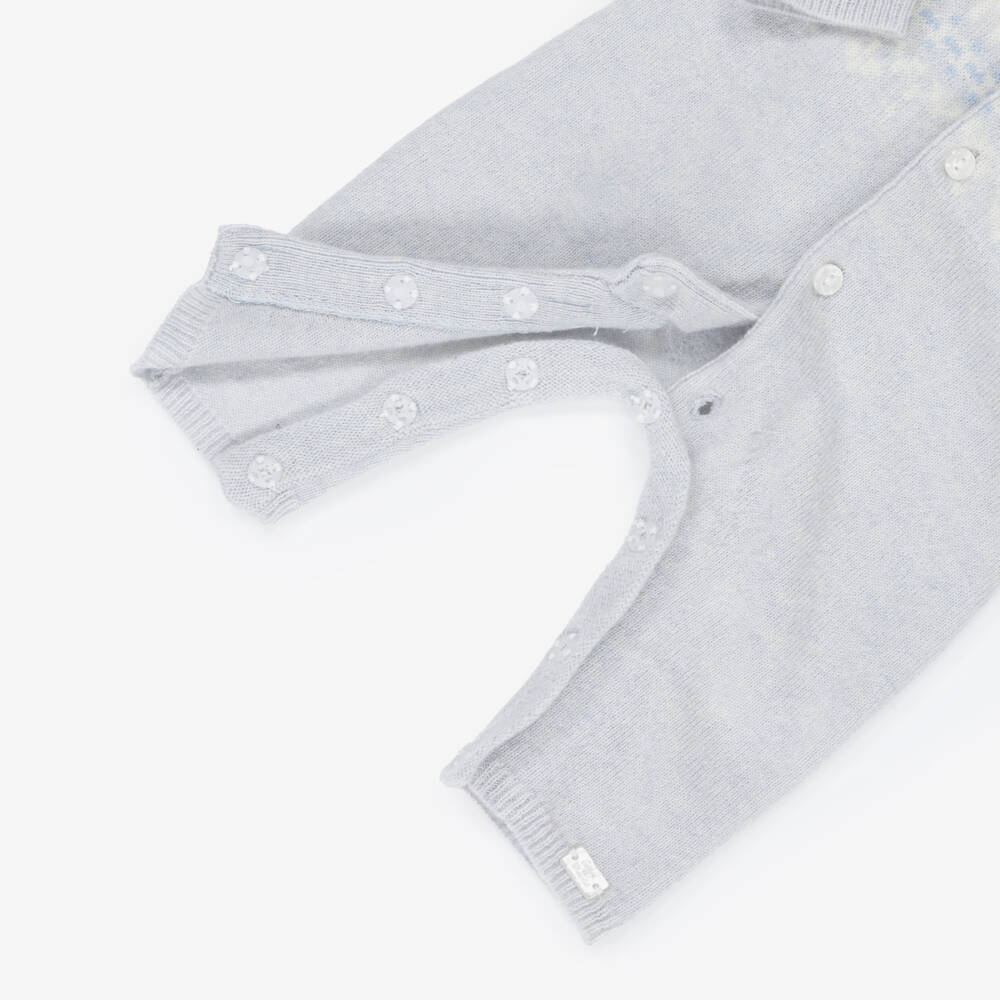 Tartine et Chocolat-Baby Boys Blue Wool & Cashmere Knitted Romper | Childrensalon Outlet