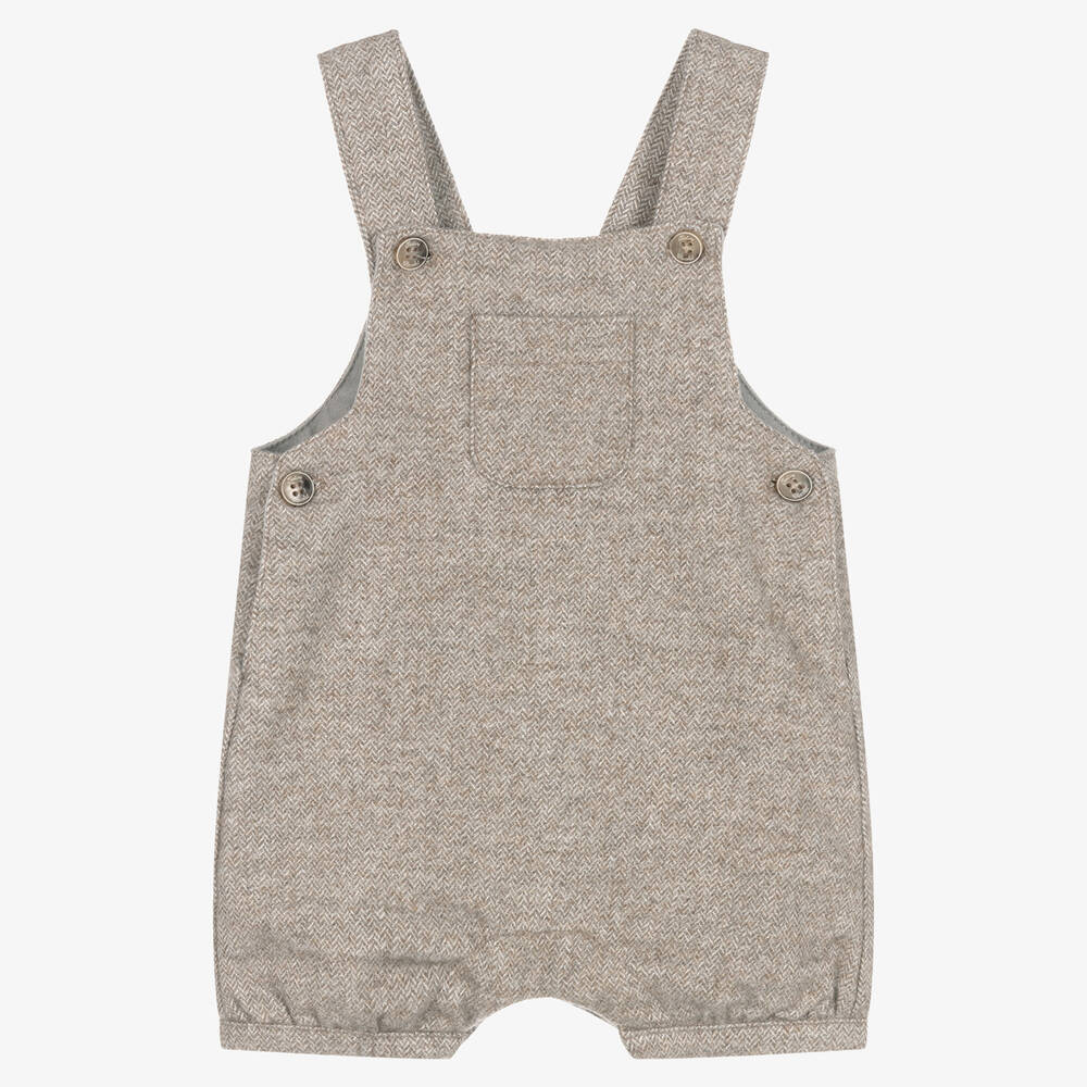 Tartine et Chocolat - Baby Boys Grey Cotton Dungaree Shorts | Childrensalon