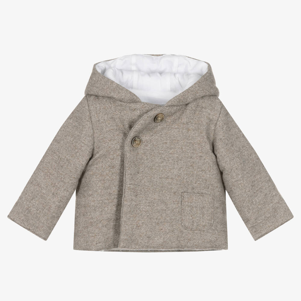 Tartine et Chocolat - Baby Boys Grey Cotton Hooded Jacket | Childrensalon