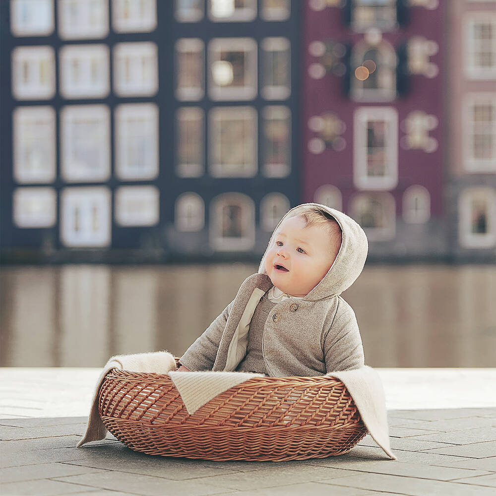 Tartine et Chocolat Baby Boys Grey Cotton Hooded Jacket