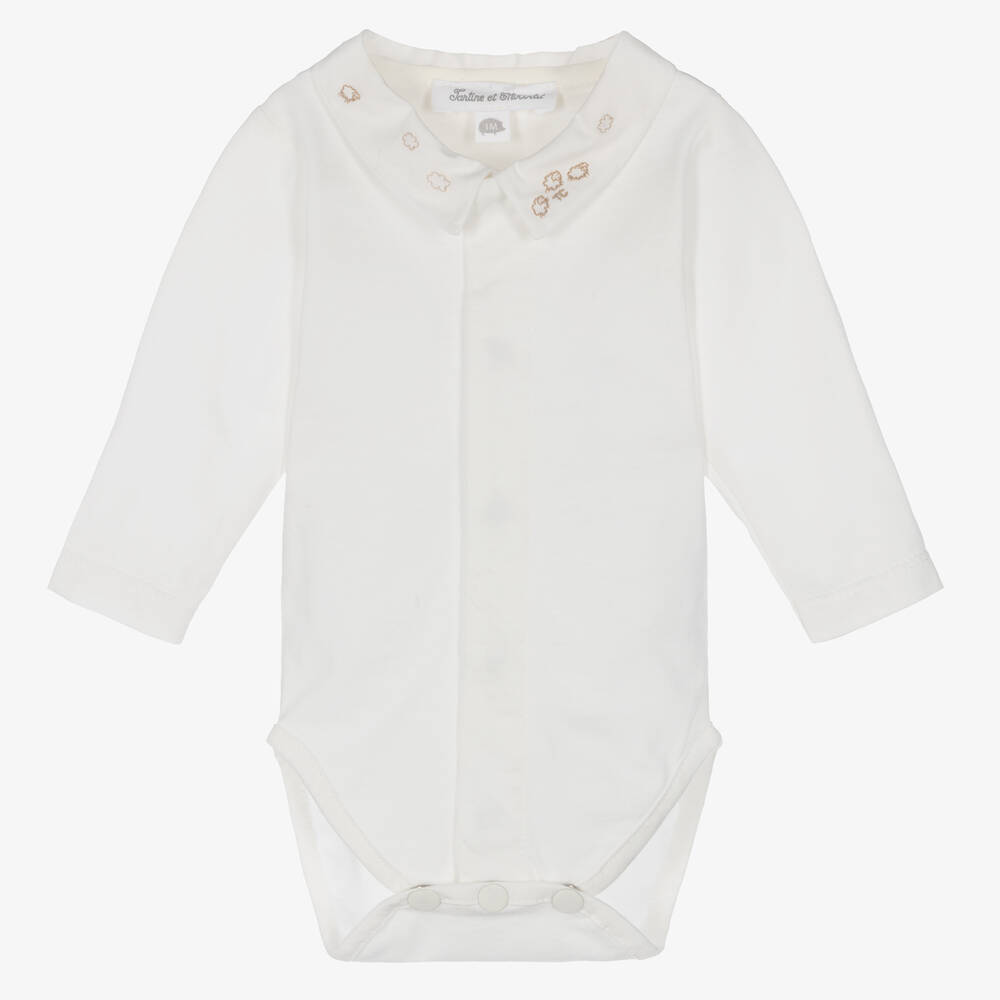 Tartine et Chocolat - Baby Boys Ivory Cotton Jersey Bodysuit | Childrensalon