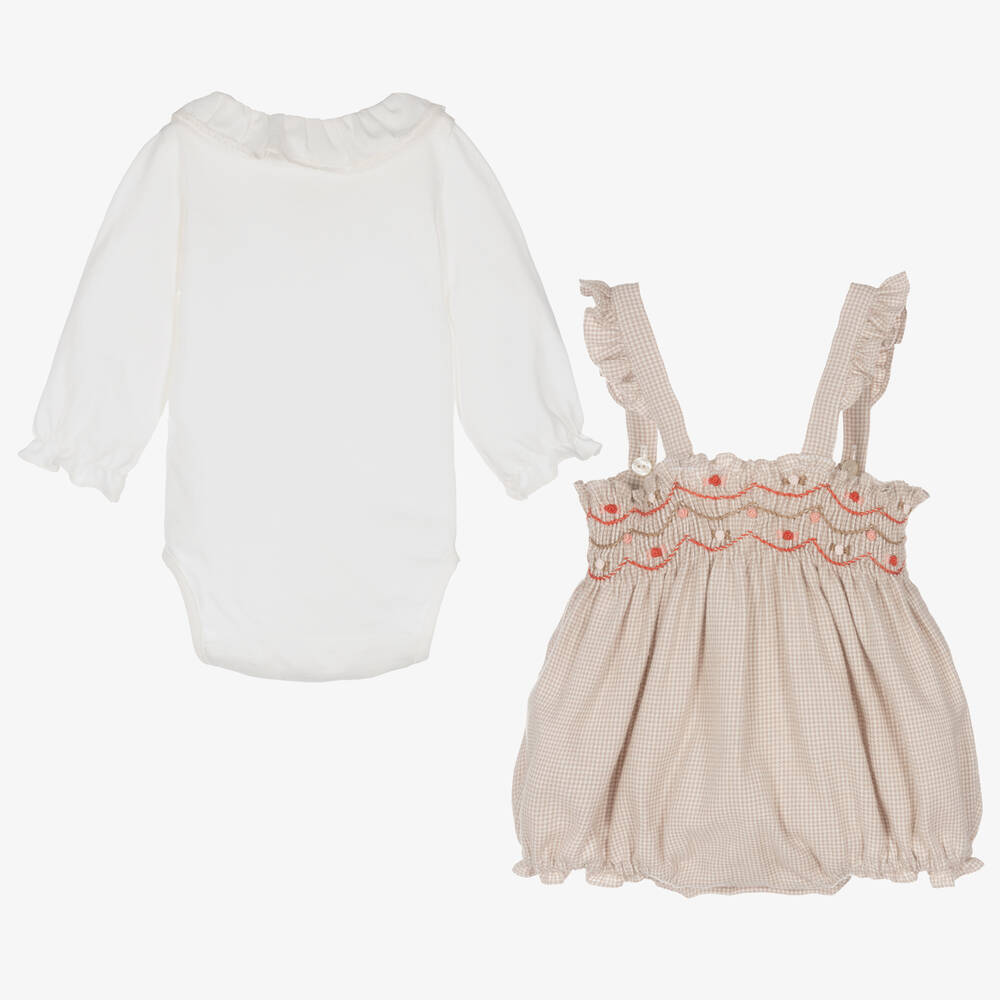 Tartine et Chocolat-Baby Girls Beige Houndstooth Shorts Set | Childrensalon Outlet