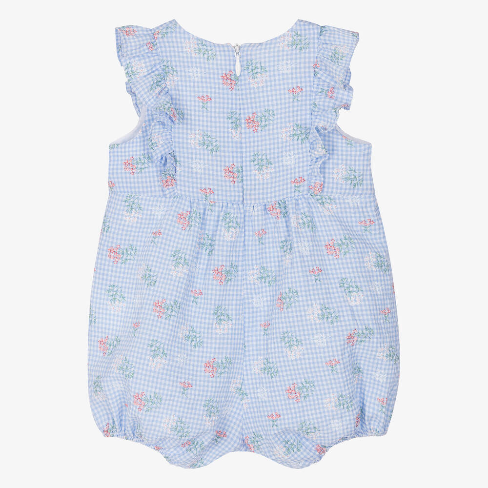 Tartine et Chocolat-Baby Girls Blue Gingham Floral Shortie | Childrensalon Outlet