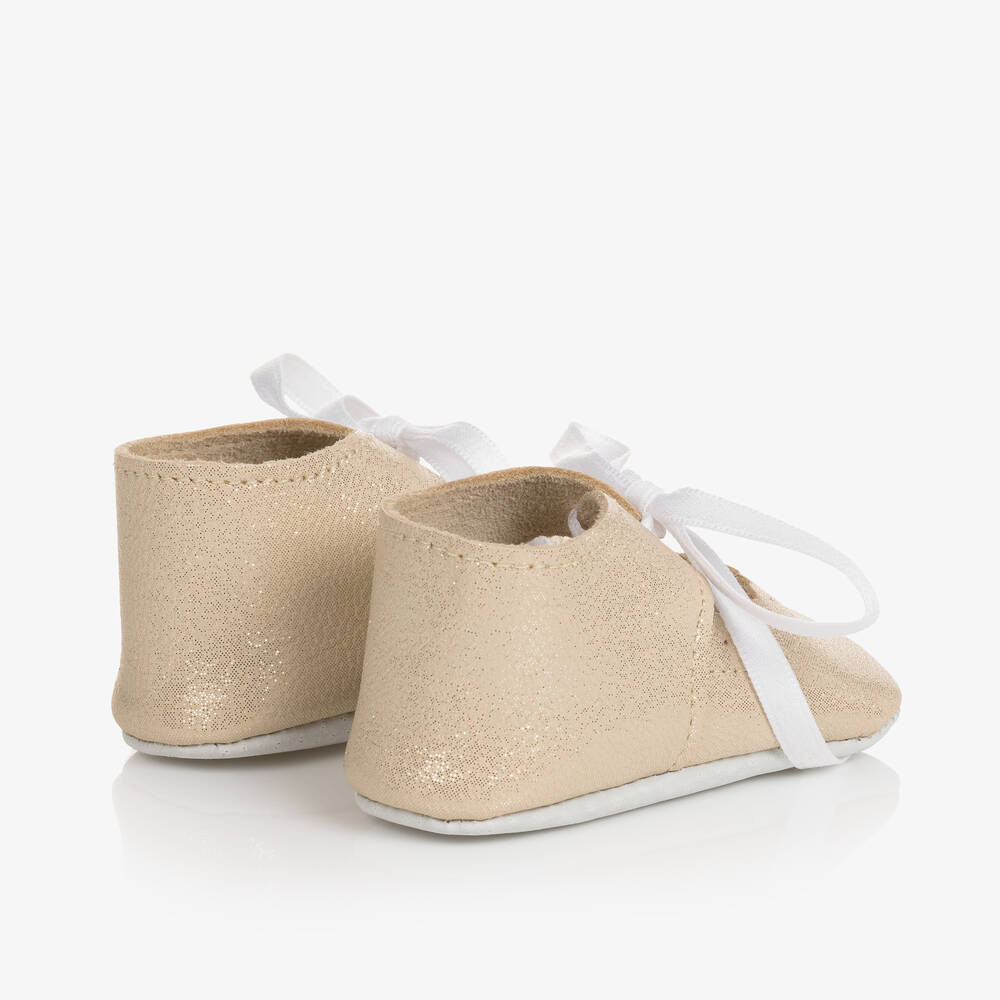 Tartine et Chocolat-حذاء جلد لون ذهبي لمرحلة قبل المشي للمولودات | Childrensalon Outlet