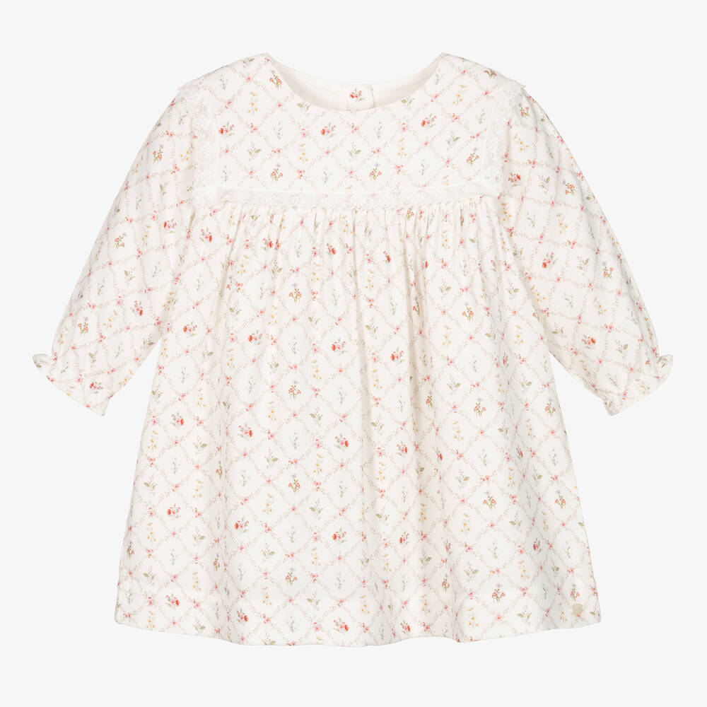 Tartine et Chocolat - Baby Girls Ivory Cotton Floral Dress | Childrensalon