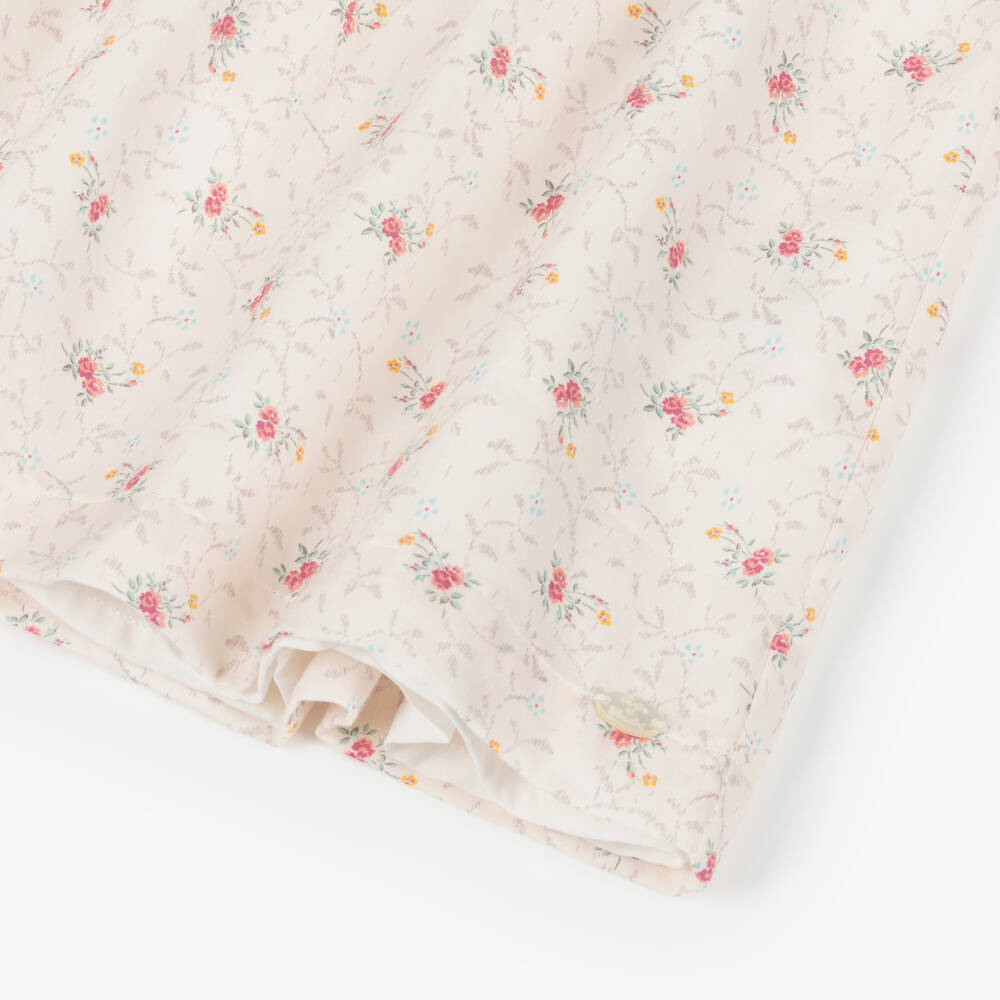 Tartine et Chocolat-Baby Girls Ivory & Pink Cotton Floral Dress with Hand Smocking | Childrensalon Outlet