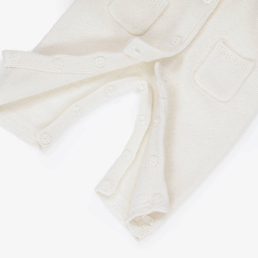 Tartine et Chocolat-Baby Girls Ivory Wool & Cashmere Romper with Lace Collar | Childrensalon Outlet