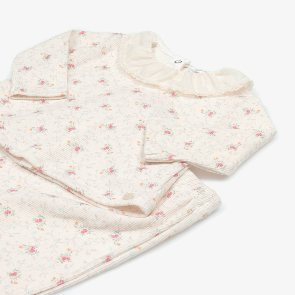 Tartine et Chocolat-Baby Girls Pale Pink Cotton Jersey Floral Print Leggings Set | Childrensalon Outlet