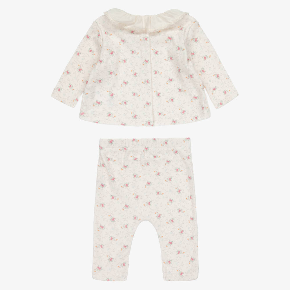 Tartine et Chocolat-Baby Girls Pale Pink Cotton Jersey Floral Print Leggings Set | Childrensalon Outlet