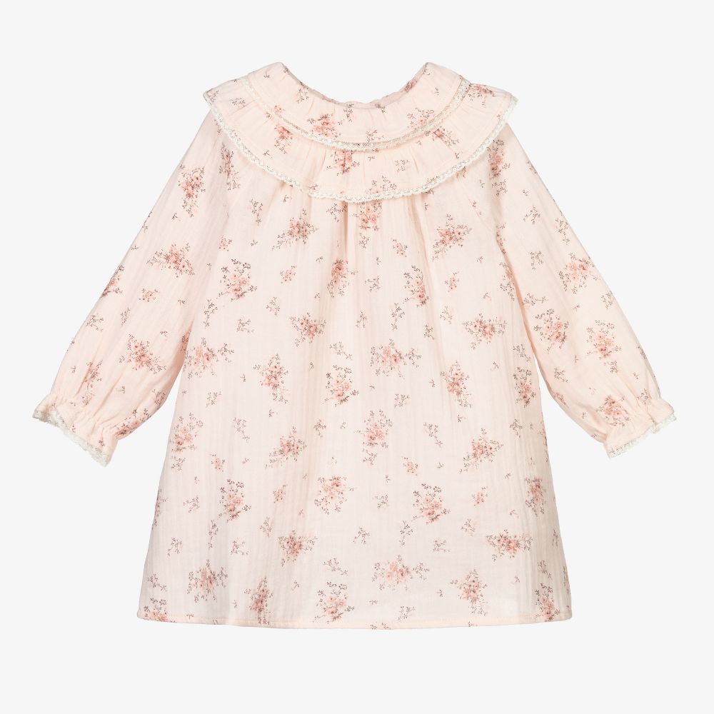 Tartine et Chocolat - Baby Girls Pink Cotton Dress  | Childrensalon