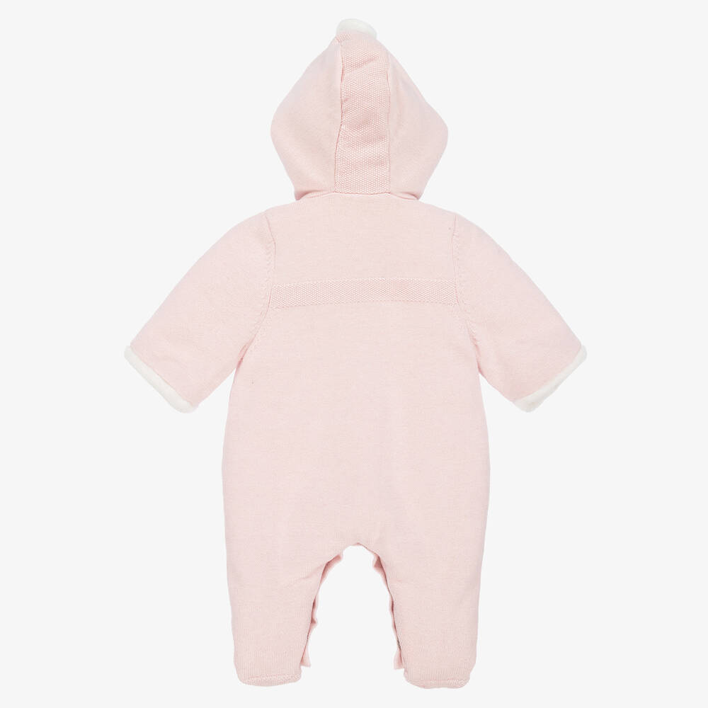 Tartine et Chocolat-Baby Girls Pink Cotton Knit Pramsuit | Childrensalon Outlet