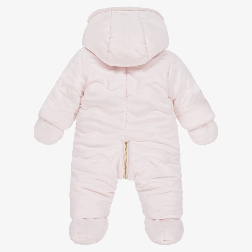 Tartine et Chocolat-Baby Girls Pink Reversible Snowsuit | Childrensalon Outlet