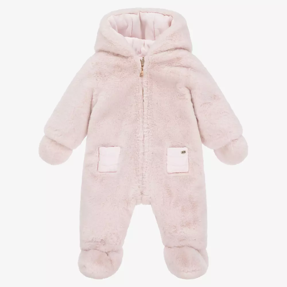 Tartine et Chocolat-Baby Girls Pink Reversible Snowsuit | Childrensalon Outlet