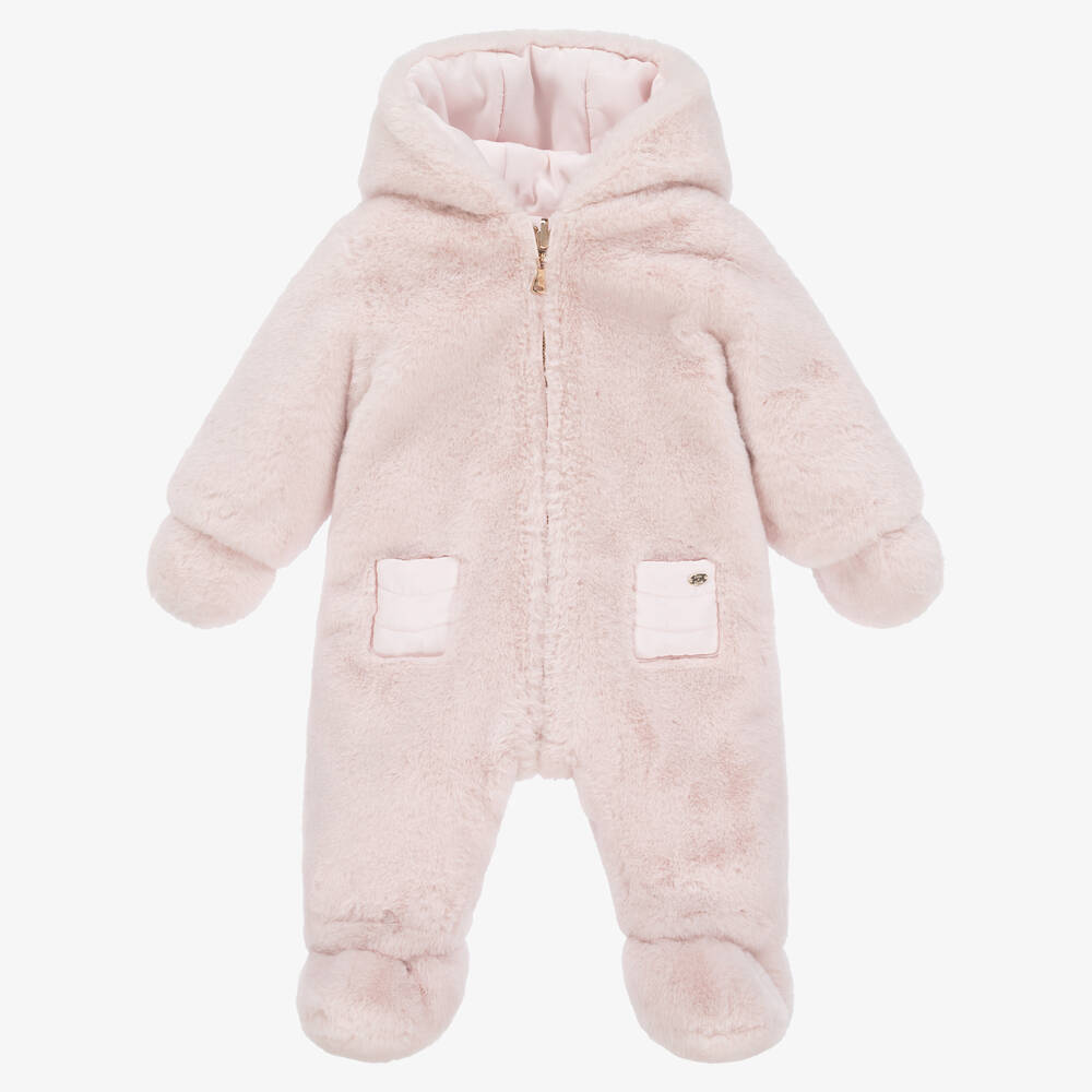 Tartine et Chocolat-Baby Girls Pink Reversible Snowsuit | Childrensalon Outlet