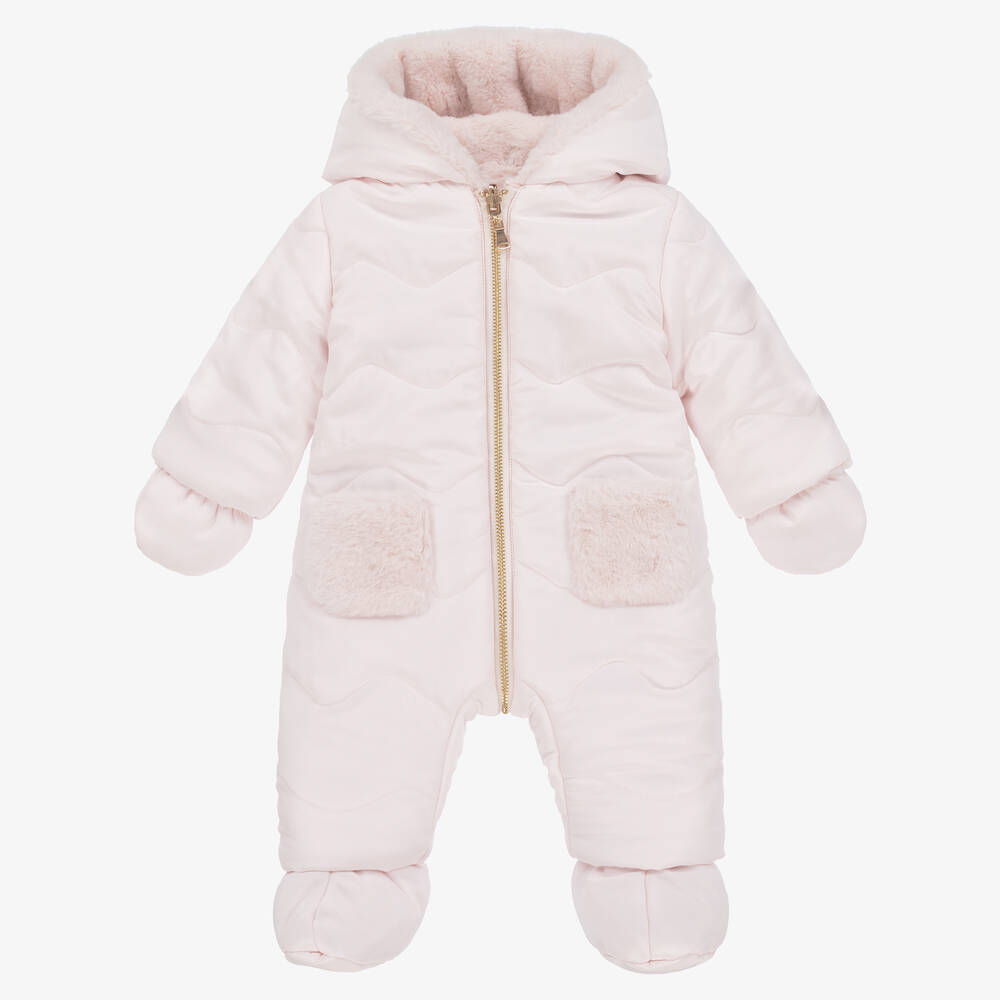 Tartine et Chocolat-Baby Girls Pink Reversible Snowsuit | Childrensalon Outlet