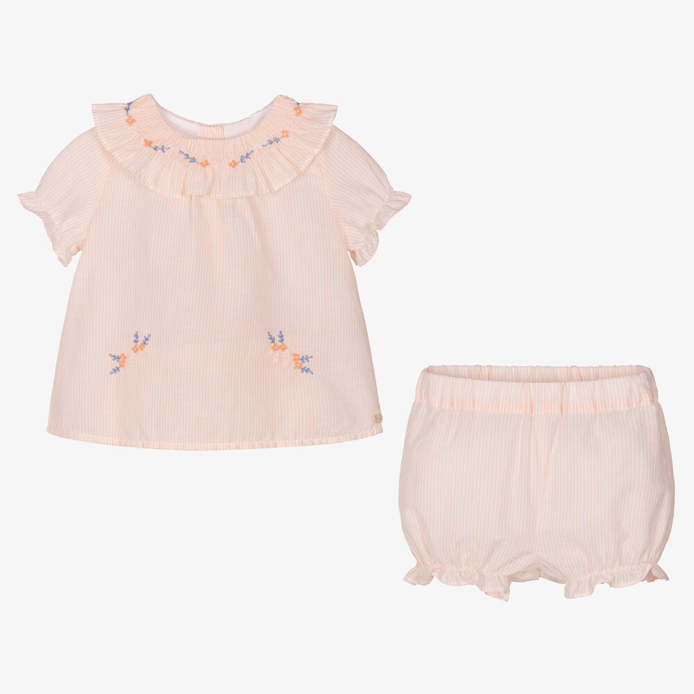 Tartine et Chocolat-Baby Girls Pink Striped Shorts Set | Childrensalon Outlet