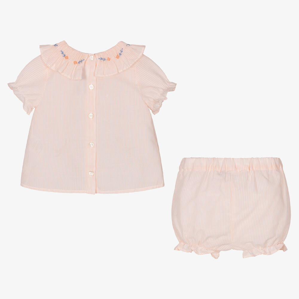 Tartine et Chocolat-Baby Girls Pink Striped Shorts Set | Childrensalon Outlet