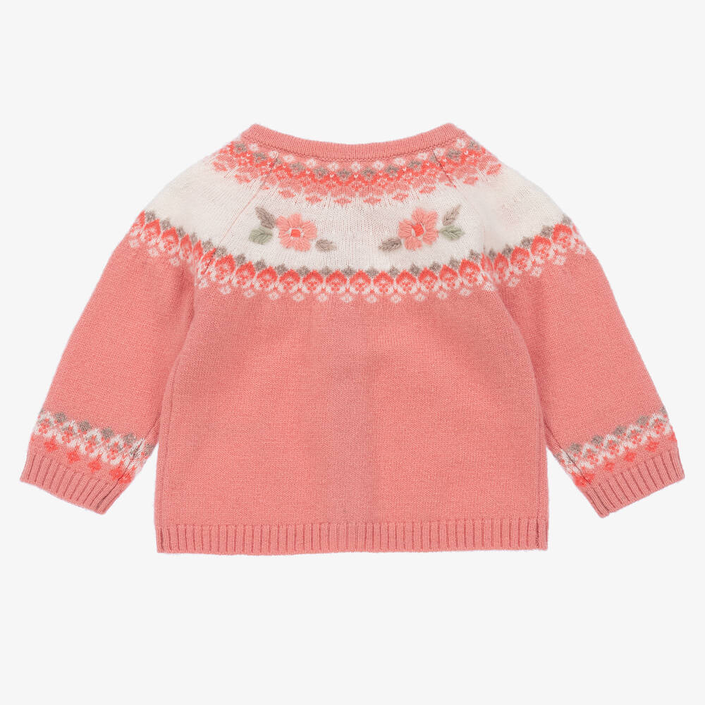 Tartine et Chocolat-كارديغان مزيج صوف وكشمير محبوك لون زهري | Childrensalon Outlet