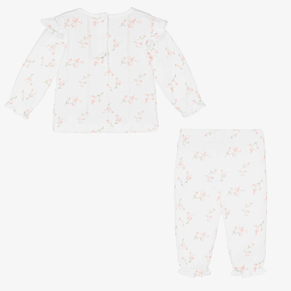 Tartine et Chocolat-Белый топ и штанишки из хлопка для малышек | Childrensalon Outlet