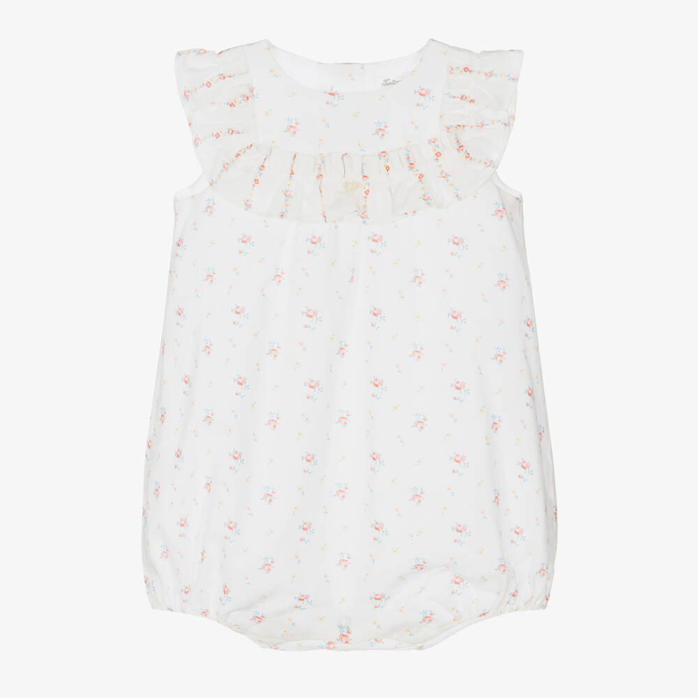 Tartine et Chocolat-Baby Girls White Floral Cotton Shortie | Childrensalon Outlet