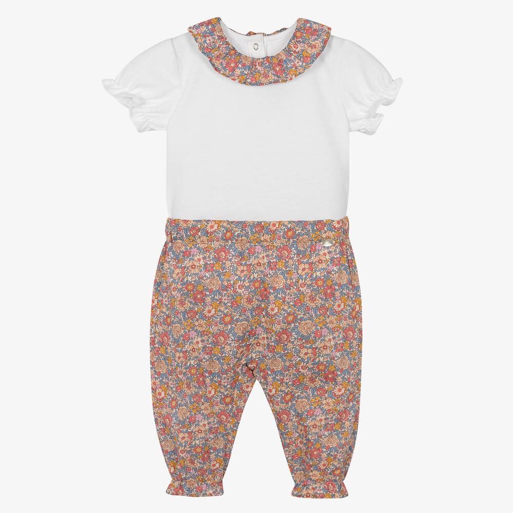 Tartine et Chocolat - Baby Girls White & Pink Liberty Floral Trouser Set | Childrensalon