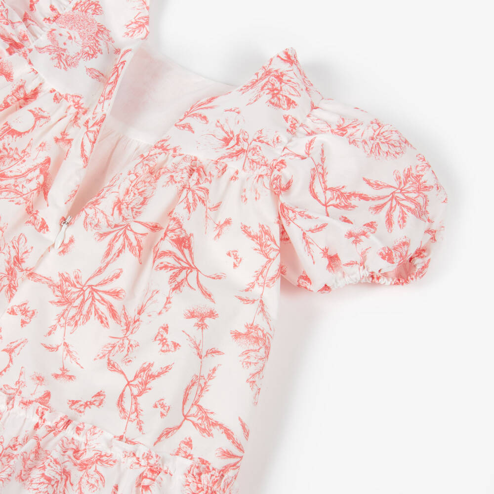 Tartine et Chocolat-Платье с пышными рукавами и цветочным узором для девочек розовое | Childrensalon Outlet