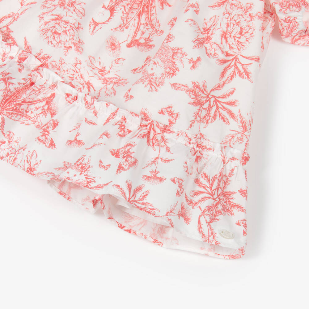 Tartine et Chocolat-Платье с пышными рукавами и цветочным узором для девочек розовое | Childrensalon Outlet