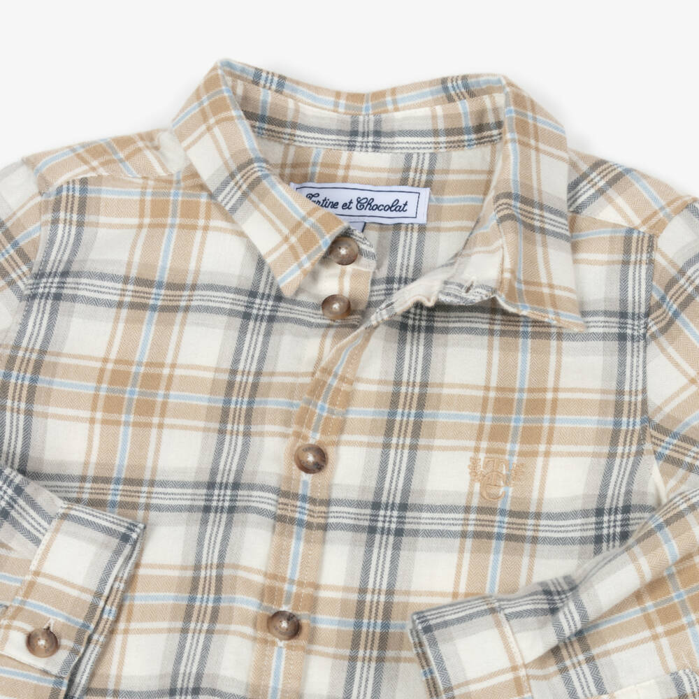 Tartine et Chocolat-Beige Checked Shirt | Childrensalon Outlet