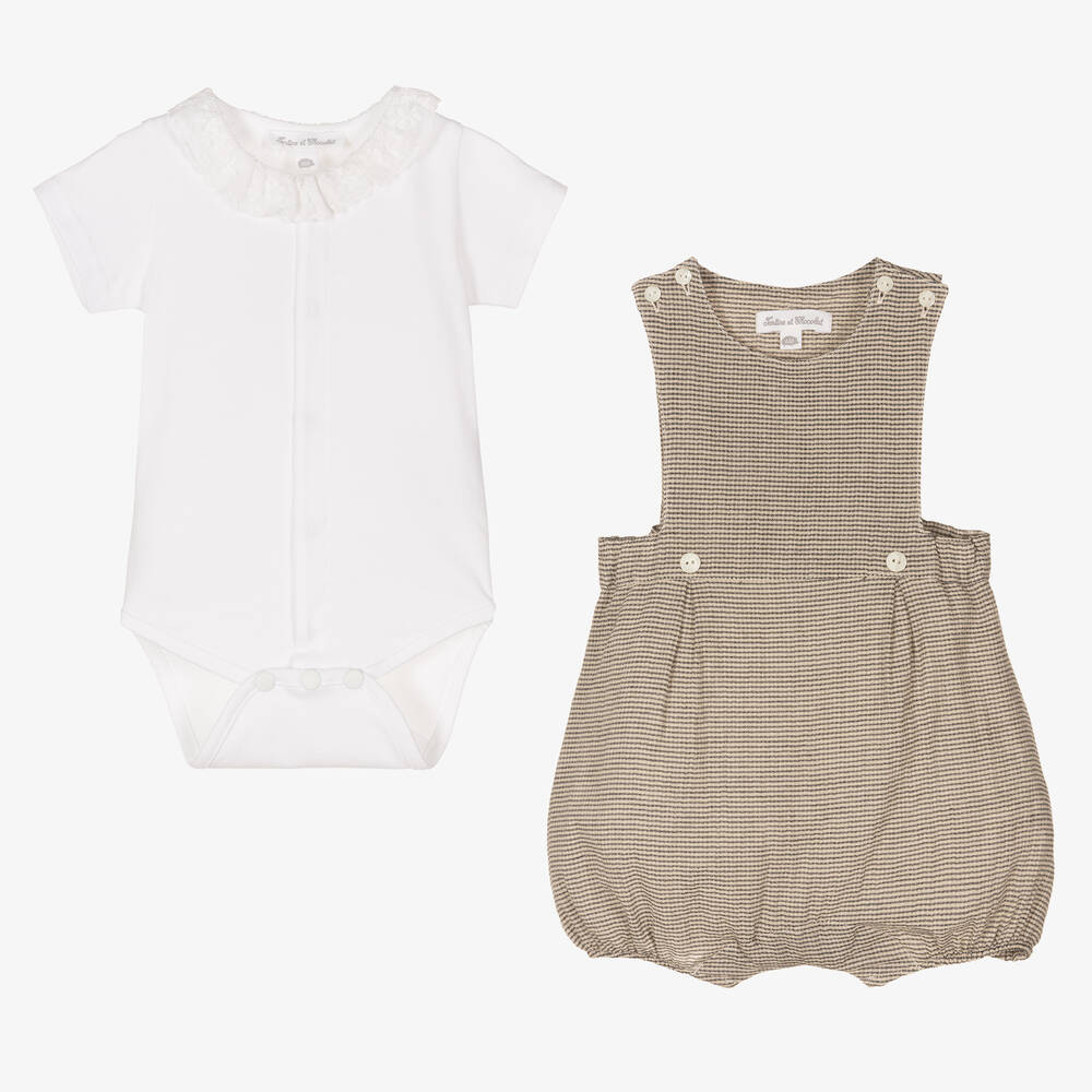 Tartine et Chocolat-Боди и бежевый хлопковый песочник | Childrensalon Outlet