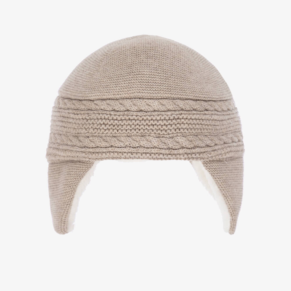 Tartine et Chocolat-Beige Cotton, Wool & Cashmere Knitted Hat | Childrensalon Outlet