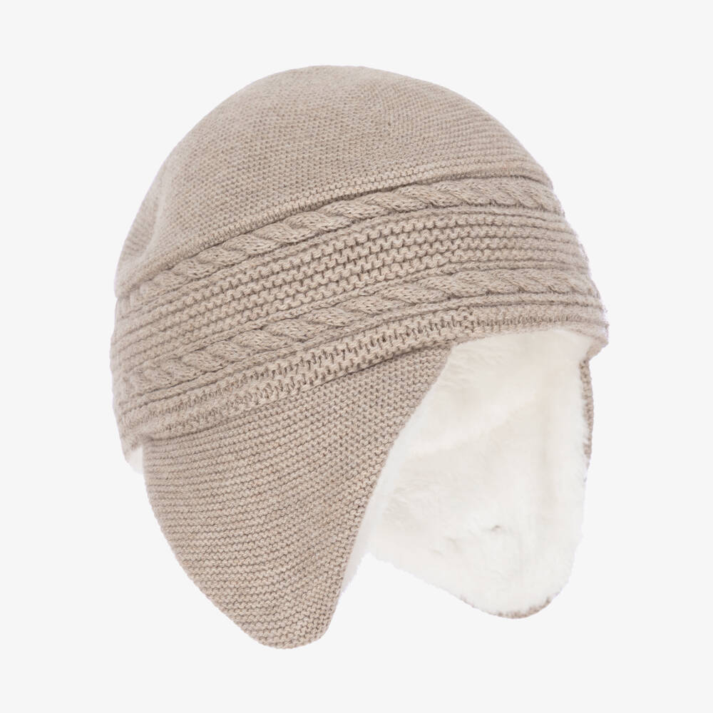 Tartine et Chocolat-Beige Cotton, Wool & Cashmere Knitted Hat | Childrensalon Outlet