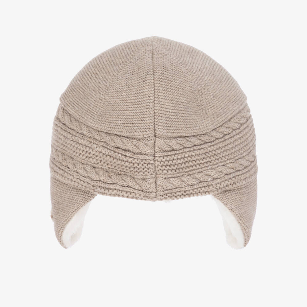 Tartine et Chocolat-Beige Cotton, Wool & Cashmere Knitted Hat | Childrensalon Outlet