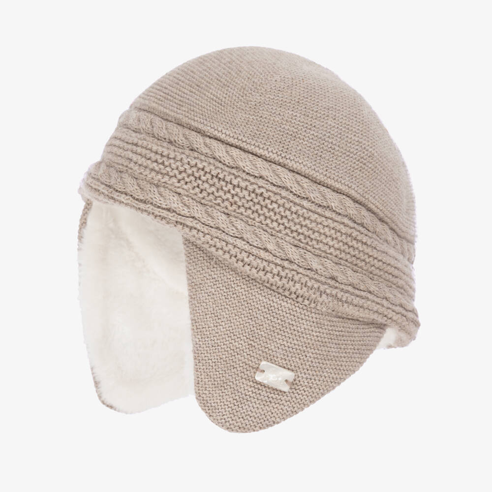 Tartine et Chocolat-Beige Cotton, Wool & Cashmere Knitted Hat | Childrensalon Outlet