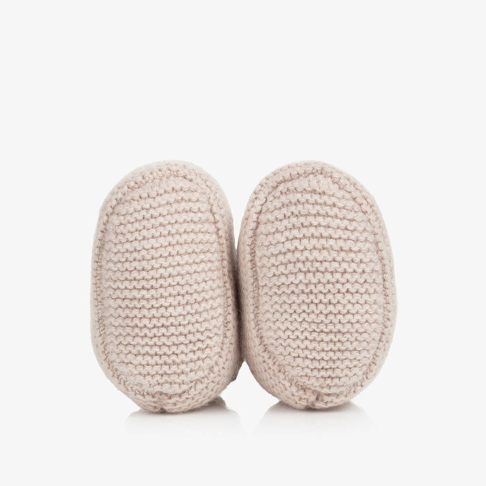 Tartine et Chocolat-Beige Cotton & Wool Knitted Baby Booties | Childrensalon Outlet